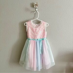 Pink and Blue Sleeveless Dress